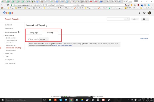 international targeting mit Google Search Console